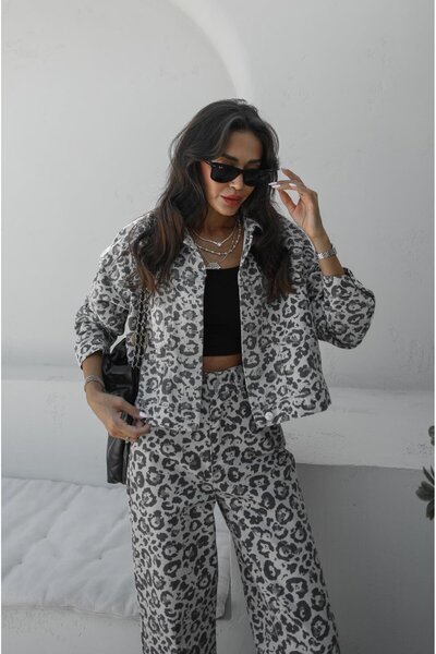 Havoş Leopard Patterned Zulfa Denim Jacket