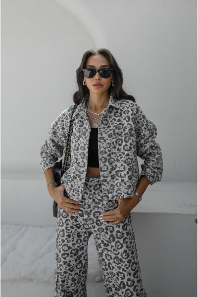 Havoş Leopard Patterned Zulfa Denim Jacket