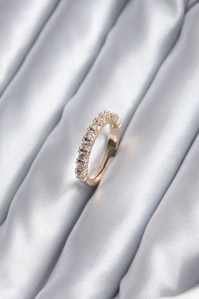 Skygo Gold Color Thin Waterway Model Zircon Stone Women's Ring