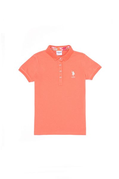 U.S. Polo Assn. Κοριτσίστικο μπλουζάκι με γιακά πόλο σολομού Basic 50265668 -VR047
