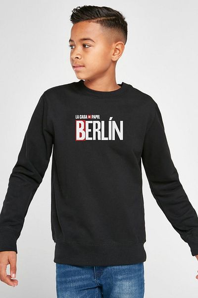 Tshirthane La Casa De Papel Berlin черен детски 2ip суичър