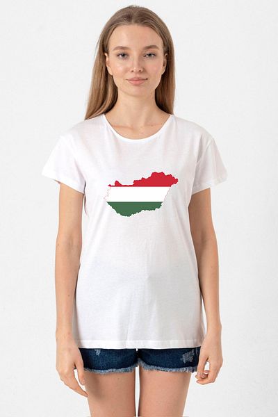 Tshirthane Women's White Bicycle Collar T-Shirt - Euro 24 Hungary
