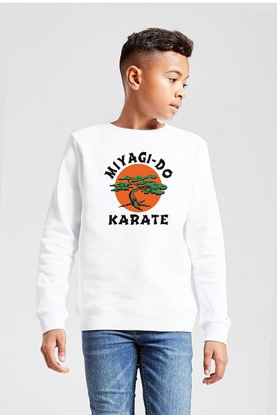 Tshirthane Hanorac alb pentru copii Cobra Kai Miyagi Do Karate cu 2 fire