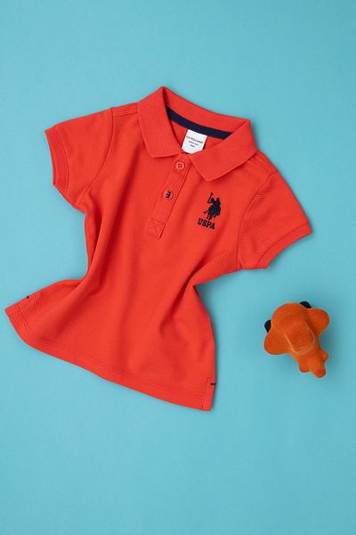 U.S. Polo Assn. Baby Boy Red Basic Polo Neck T-Shirt 50265996 -Vr213