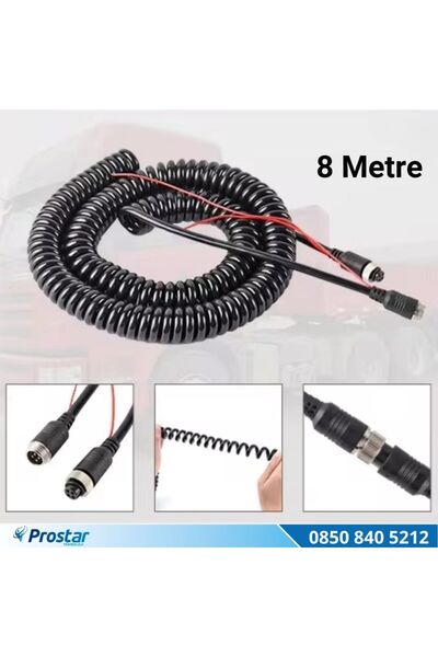 8 Metre 4 pin aviation trigger tetik destekli Spiral uzatma Kablosu