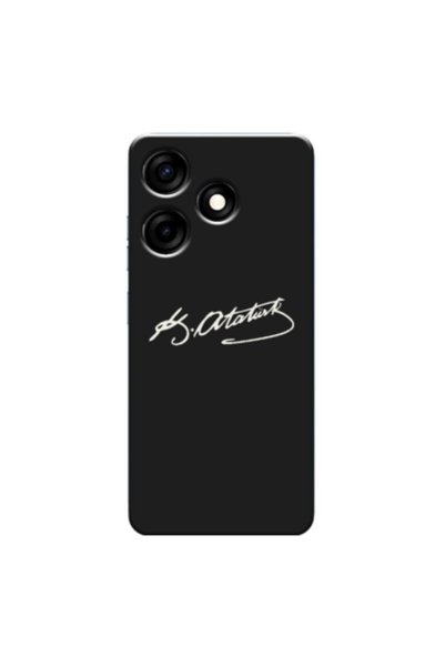Zebana Tecno Spark 10 4g Compatible Case Atatürk Signature Silicone Case (Pri...