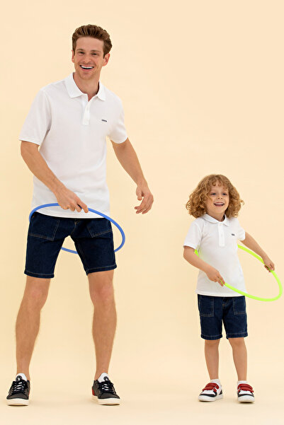 U.S. Polo Assn. Αγορίστικο λευκό βασικό μπλουζάκι πόλο με λαιμόκοψη 50266041-...