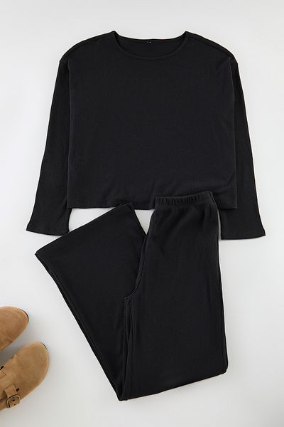Trendyol Collection Corded Knitted Black Pajama Set - Thmaw21Pt0684