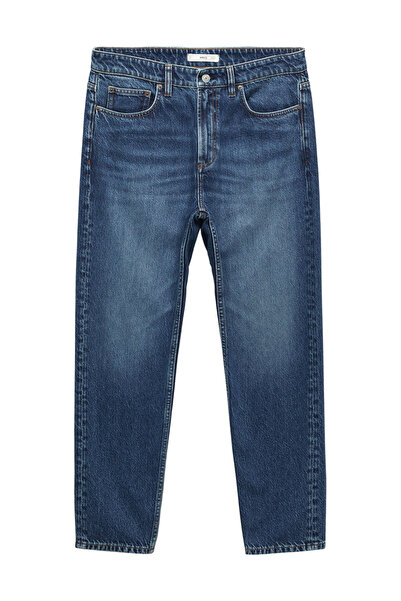 MANGO Man Dark-wash tapered-fit jeans