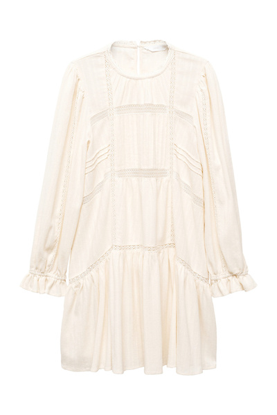 MANGO Puff-sleeved embroidered dress