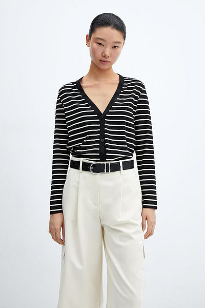 MANGO Shaped Rib-Knit Cardigan