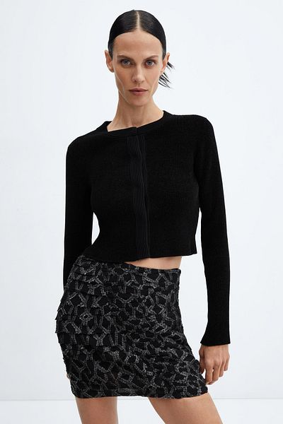 MANGO Woman Rúdzott lurex szoknya