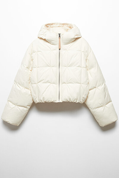 MANGO Woman Plisovaná bunda s kapucí krátkého střihu