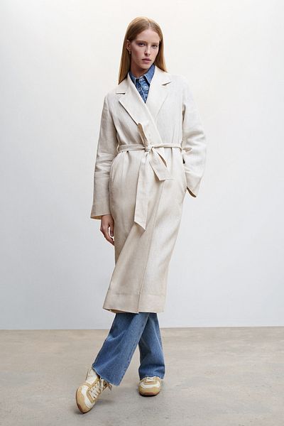 MANGO 100 % Linen-Trench-Mantel