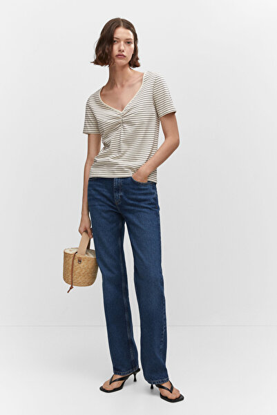 MANGO Woman Cotton t-shirt with pucker detail