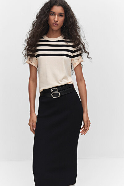 MANGO Ριγέ κοντομάνικο πουλόβερ