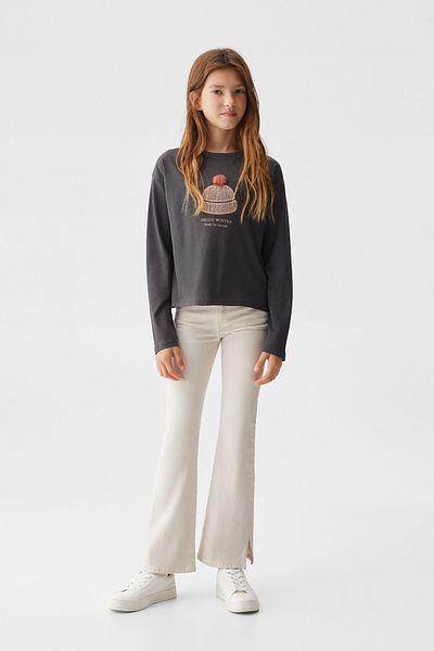 MANGO Kids T-shirt z długim rękawem i nadrukiem