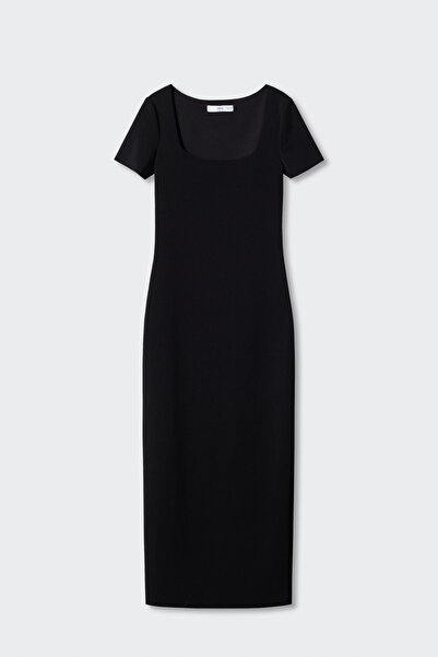 MANGO Woman Midi šaty s nízkým střihem