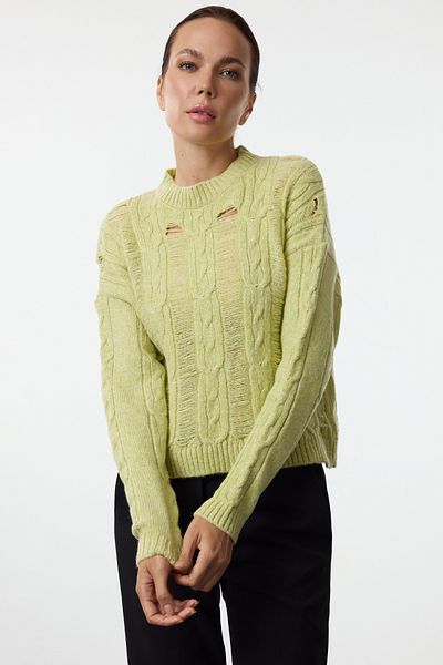 Trendyol Collection Pulover din tricot Lime cu gât crew - Textura moale TWOAW25KZ00214
