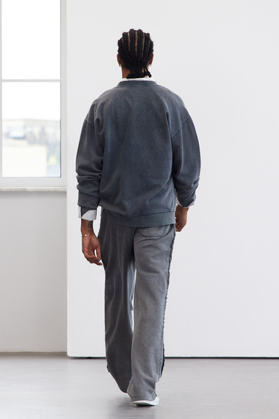 Trendyol Collection Limited Edition Anthracite 100% Cotton Wide Leg Sweatpants Tmnaw25Ea00017