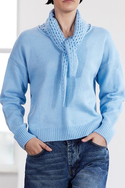 Trendyol Collection Albastru deschis Wide Fit - Tricotaj cu textura moale Pulover TWOAW25KZ00314 - Ediție limitată