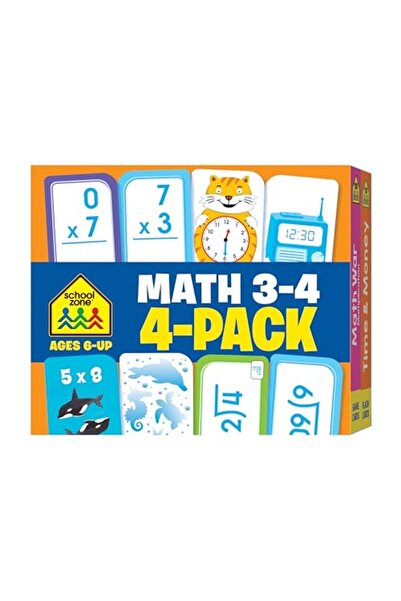 School Zone Publishing مجموعة بطاقات تعليمية لمادة الرياضيات 34 مكونة من 4 قطع