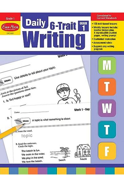 Evan Moor Educational كتب التدريب اليومية على كتابة السمات الستة للصف الأول