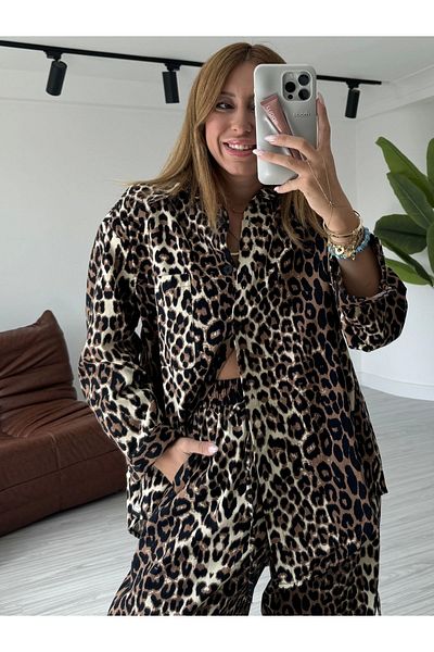 KÜBRA SÖYLEMEZ BOUTİQUE Gabardine Leopard Patterned Set