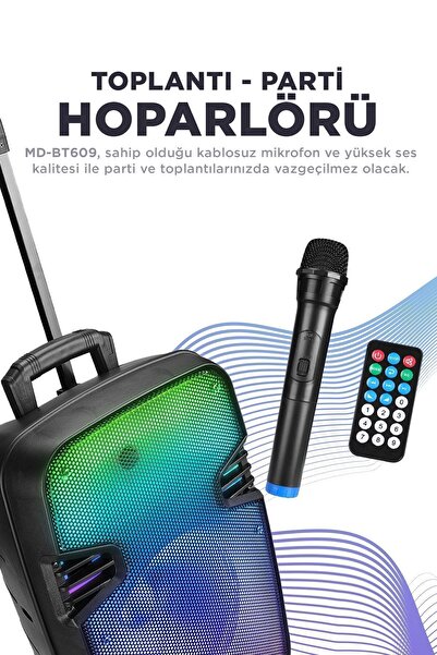Mikado 20w Siyah Usb/bt/tf/tws Kablosuz Mikrofonlu Toplantı-parti Hoparlörü