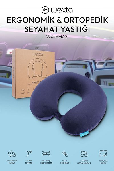 Wexta Orthopedic Travel Pillow - Comfort Visco Neck Pillow