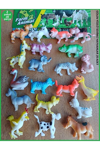 OYUNCAKSAHİLİ Sevimli Gülen Yüzlü Hayvanlar 2 Pket Kırılmaz 20 Parça Oyuncak ...