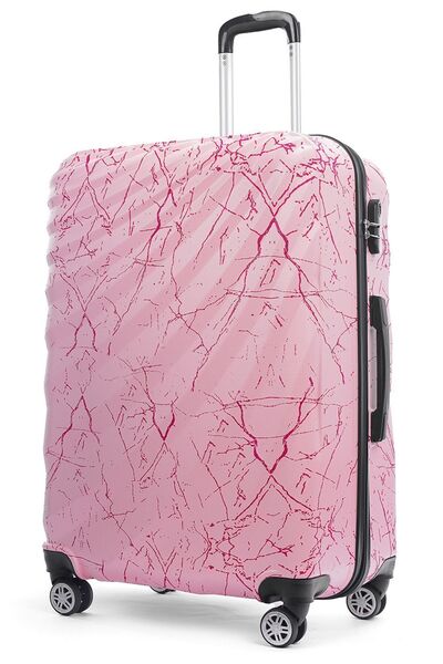Wexta Wx-300 Baskılı Şeker Pembe Büyük Boy Valiz
