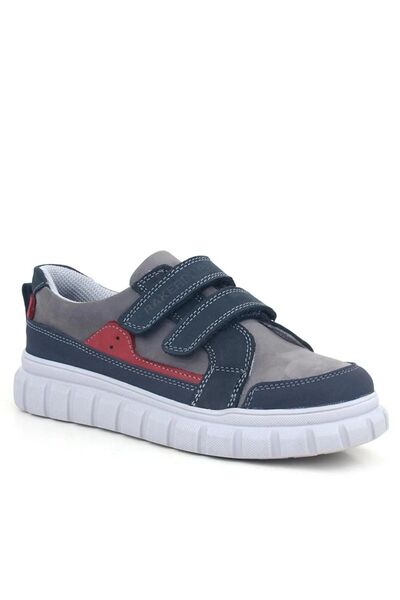 Rıdvan Çelik Παιδικά αθλητικά παπούτσια Navy Blue Γνήσιο Δερμάτινο - Velcro Casual School Shoes