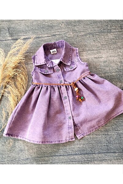 eladamoda Original Brand Purple Front Buttoned Baby Denim Dress