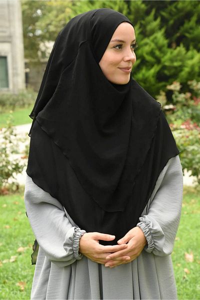 FLORA TEKSTİL Σιφόν Σουφλέ μεσαίου μεγέθους Hijab Khimar - SFL2403