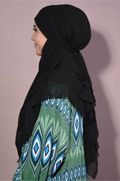 FLORA TEKSTİL Σιφόν Σουφλέ μεσαίου μεγέθους Hijab Khimar - SFL2403
