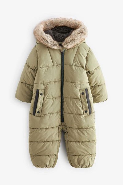 Next Baby Green Printed - Shower Resistant Plain Snow Coat