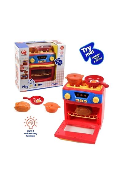 Cici Oyuncak Pilli Sesli Ocaklı Fırın Evcilik Oyuncakları Aksesuarlı Oyun Seti