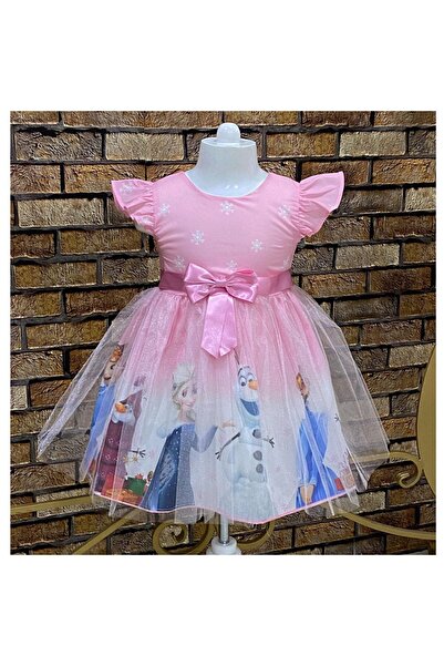 Genel Markalar Kız Çocuk Pembe  Karlar Ülkesi Prensesi Elsa Elbisesi