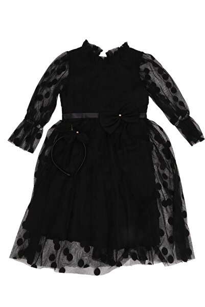 Bebelop Rochie cu buline cu curea din tul și coroană