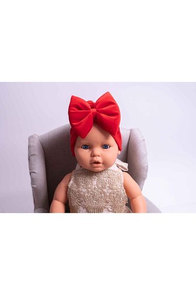 dilek süsleme Baby Bonnet with Red Bow