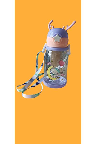 S&k Collection كوب ماء للأطفال على شكل غزال سعة 600 مل - خالي من مادة BPA، مع شفاطة للحمل، لا يسقط مع حزام