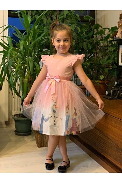 Genel Markalar Kız Çocuk Pembe  Karlar Ülkesi Prensesi Elsa Elbisesi
