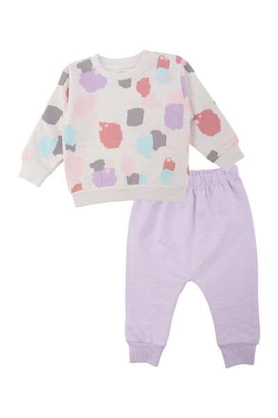 Bebelop Baby Girl Colorful Printed Elastic Waist 2-Piece Top and Bottom Track...