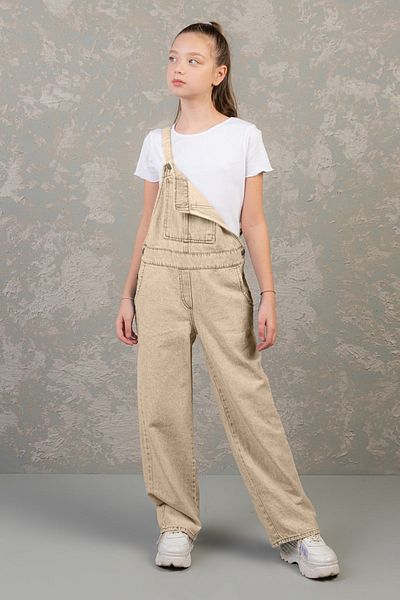DMB BOYS & GIRLS 100% Cotton Gabardine Strap Jumpsuit - Pocketed