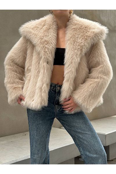 manana fashion Palton de blană Premium Stone Color