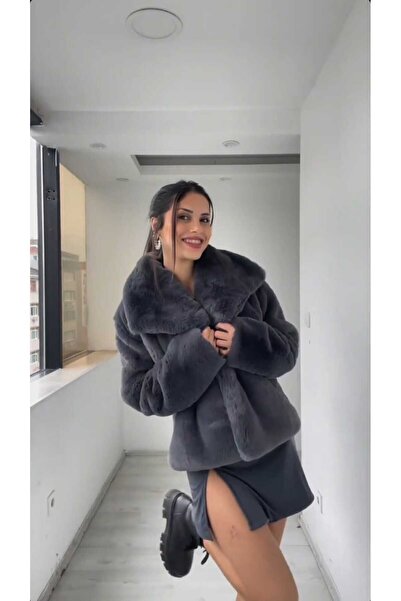 MODA DURAĞI Kadın Yeni Sezon premium Şal Yaka Tasarım Vizon Renk Kürk Mont Kaban