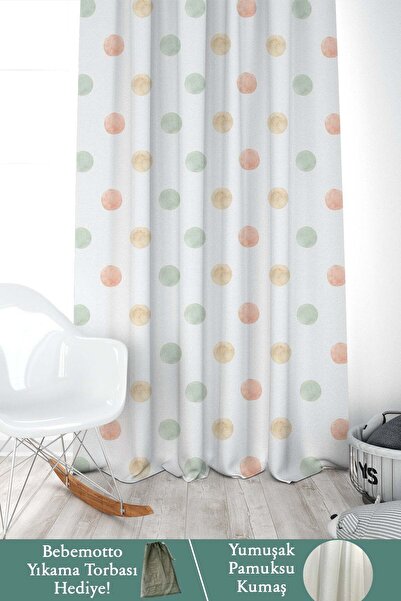 Bebemotto Soft, Renkli Puantiye, Beyaz, Yeşil, Ithal Kumaş, Çocuk Ve Bebek Od...