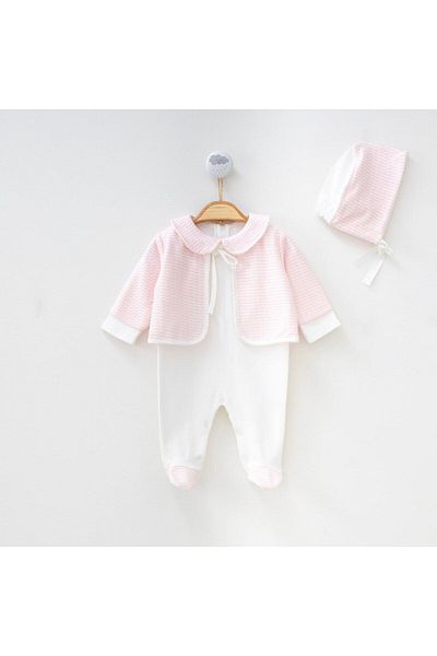 Minimus Newborn Baby Girl Cardigan and Booties Jumpsuit with Snaps at the Bottom Bonnet Newborn Baby 0-6 Months