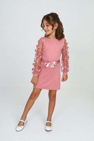 My Kids Wear Colecția Mykids - Rochie pentru copii: cu cravată în talie și detaliu din tul
